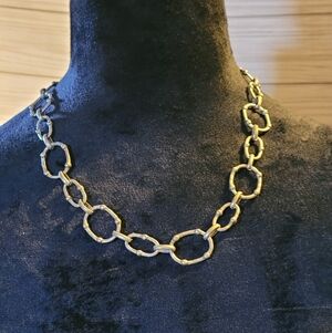 Vintage Brushed Silver Chain Necklace, 22"